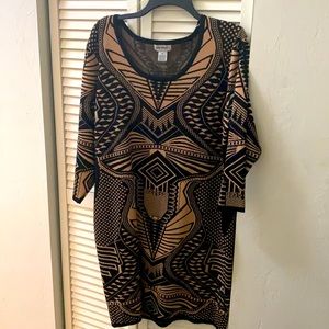 “Aztec” print sweater dress